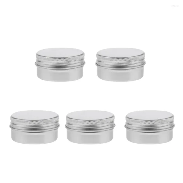 Paquete de brochas de maquillaje de 5 piezas de latas redondas de aluminio especias de vela vacías con tapas superiores de rosca (30 g)