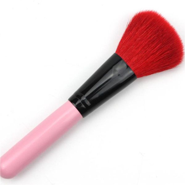 Pinceaux de maquillage rose à manche court, pinceau en laine pour Blush, poudre en bois, outils de beauté