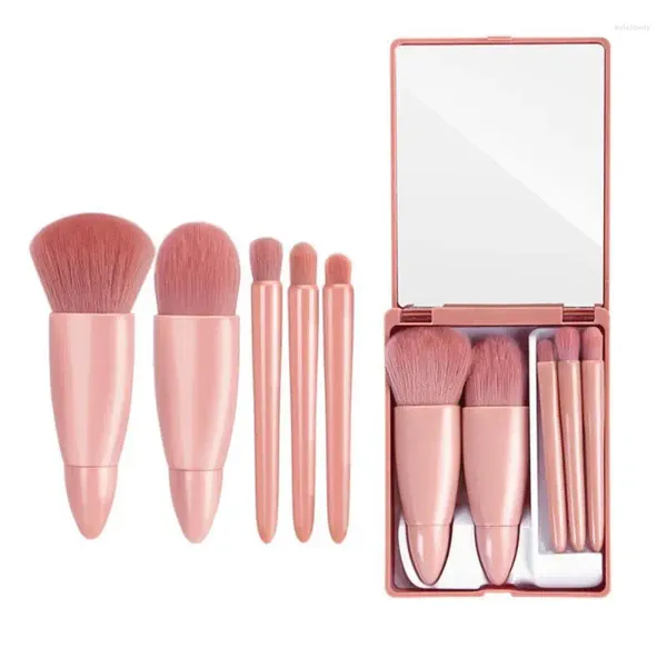 Cepillos de maquillaje Conjunto portátil Tamaño de viaje Manija corta Kit de cepillo de maquillaje Cosmética suave