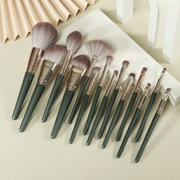 Pinceaux de maquillage professionnel 14 Type doux Kabuki brosse mélange fond de teint poudre Blush maquillage fard à paupières cosmétique outil Ra