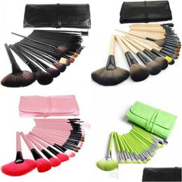 Pinceaux De Maquillage Professionnel 24 Pcs Ensemble De Pinceaux Outils Trousse De Toilette Marque De Laine Trousse De Maquillage Cosmétique Drop Delivery Santé Beauté Accessor Dhxv8