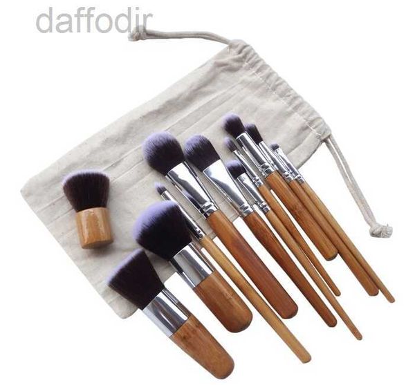 Pinceaux de maquillage Pinceau professionnel 11pcs / lot pinceaux de maquillage avec manche en bambou 11pcs ensemble de pinceaux de maquillage kits de pinceaux cosmétiques outils DHL livraison gratuite 240308