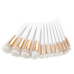 Makeup Brushes Professional Make Up Set 10 / 12pcs White Wood Gande Kit Soft Cosmetic facial Foundation Brush avec boîte de détail Drop Deli Otoxv