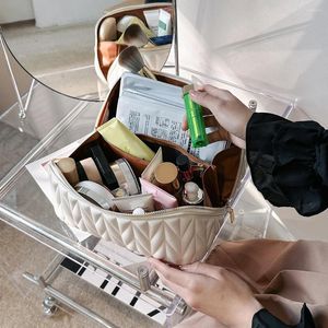 Cepillos de maquillaje PU Bag Cosmetic Bag Multifuncional Organizador Gran capacidad Ligera con cremallera para viajes femeninos de verano