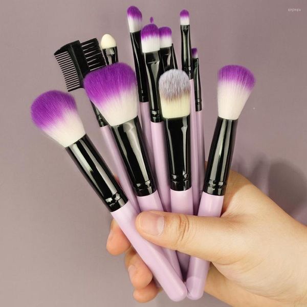 Pinceaux De maquillage violet 13 pièces outil Kit De pinceaux cosmétiques poudre ombre à paupières fond De teint Blush mélange beauté Pinceles De Maquillaje