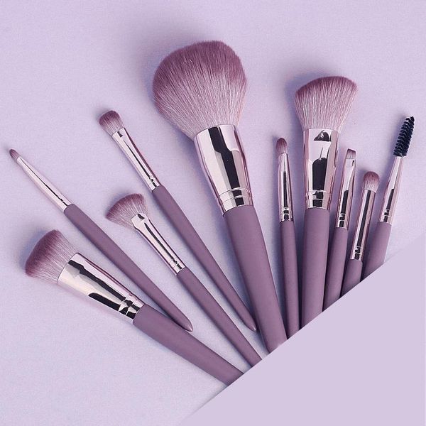 Pinceaux de maquillage violet/bleu 10 pièces/ensemble pinceau pour le visage outil de beauté doux moelleux cosmétiques fond de teint fard à joues poudre fard à paupières pinceau maquillage maquillage maquillage