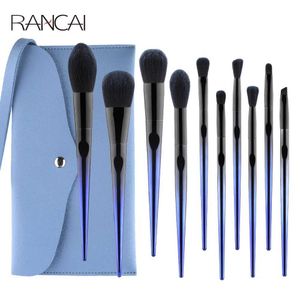 Makeup Brushes Rancai 10 pièces Brosse de maquillage Navy Advanced Synthetic Hair Basic Basic Brush Brush Tool Powder Shadow Shadow Cosmetic Set Q240522