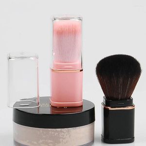 Pinceaux de maquillage pinceau cosmétique rétractable Mini Portable poudre pour le visage fard à joues mettre en évidence les cheveux en fibres