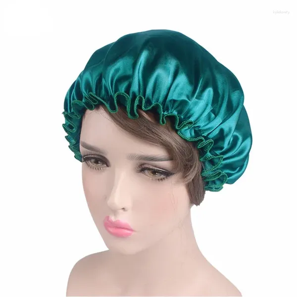 Cepillos de maquillaje Reversible Satin Bonnet Capas para el cabello Doble capa Ajuste de la noche de sueño Cubra de tapa Sombrero para accesorios rizados de estilo elástico