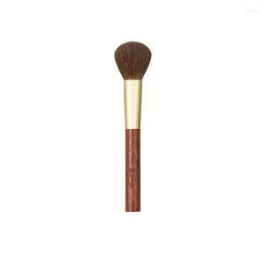 Pinceaux de maquillage S2 professionnels faits à la main, poils d'écureuil rouge doux, brosse plate et ronde pour fard à joues, manche en bois de rose