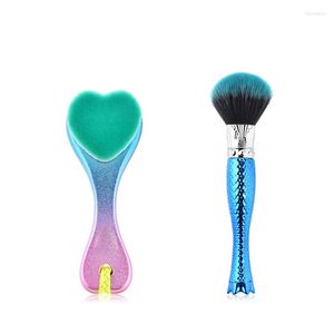 Make -upborstels Saianth Single gradiënt Face Wash Tools Mermaid Magic Wand Losspoeder Borstel Blue Beauty Cosmetic Cleaning