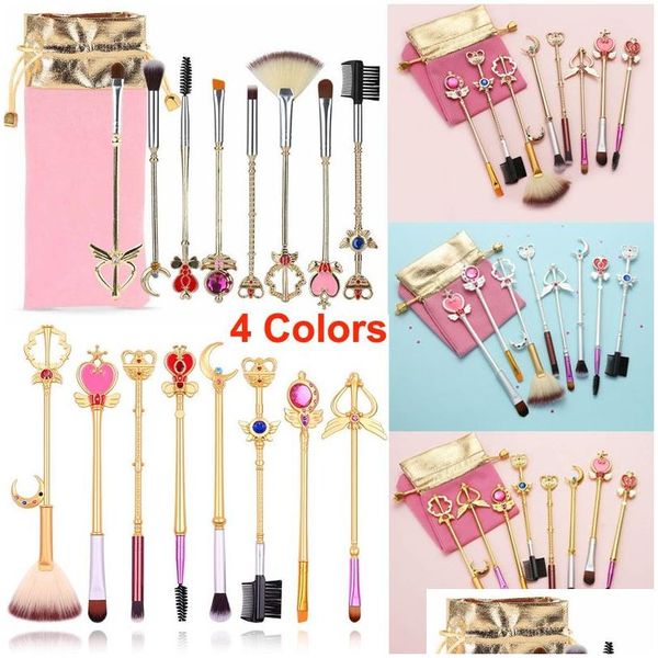 Makeup Brushes Sailor Moon Set Cardcaptor Sakura Cosmetic 8pcs Gol
