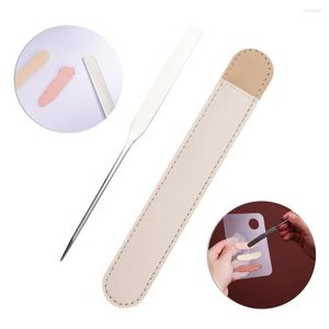 Brosse de maquillage SDOTTER COLOR Sticking Stick de fond de teint Maquage de maquillage en acier inoxydable Double têtes Spatule de toner avec sac PU Transparent