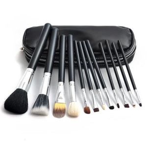 Make-up borstels set m merk 12 stks oogschaduw blusher borstels make-up gereedschap professionele borstel + lederen tas met gratis schip + gratis geschenk