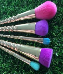 Brushes de maquillage sets cosmétiques pinceau 5 couleurs vives rose rose shank tas de maquillage de maquillage à vis de licorne 5pcsset6046525