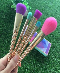 Make -upborstels Sets Cosmetics Brush 5 Bright Color Rose Gold Spiral Shank Makeup Tools Set4678952