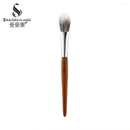 Make -upborstels SHOUSHOULANG Professionele handgemaakte make -up borstel GY108 Schuine stompeling Blush Saikoho Goat Hair Rosewood