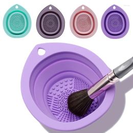 Pinceaux de maquillage en Silicone, nettoyeur de brosse pliable, bouffante de poudre, bol de nettoyage, fard à paupières, tapis doux, outils de beauté, boîte à récurer