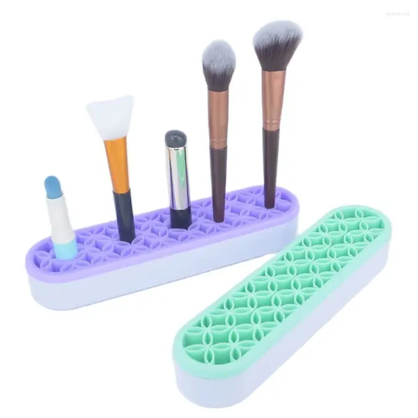 Caja de almacenamiento de cosméticos de silicona para brochas de maquillaje, ceja de lápiz labial, estante para brochas, soporte para bolígrafo, batería de escritorio