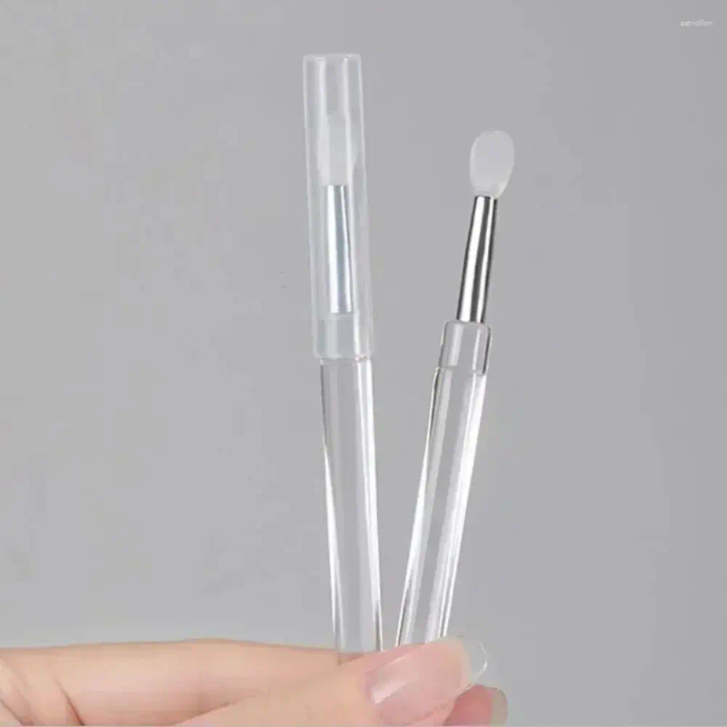 Makeup Brushes Silicone Nail Art Brush Transparent Applicator Stick For Mirror Powder Pigment Spatula Gel Extension Builder Manicure Tool