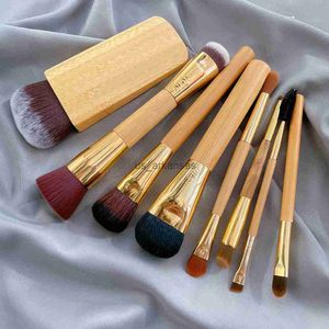 Pinceaux de maquillage T-arte Pinceau de maquillage Poignée en bambou naturel Fond de teint en poudre Fard à paupières Fard à paupières Smudge Outils de maquillage brochas maquillaje HKD230821