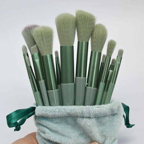 Pinceles De Maquillaje Trece Four Seasons Green Set Milk Tea Color 13 Brush Beauty