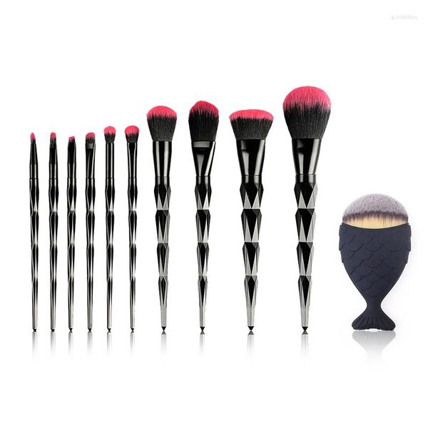 Set de herramienta de cepillos de maquillaje10 PCS Diamond Brush Professional Corrector de sombra de ojos Set Black Pink Beauty Cosmetics