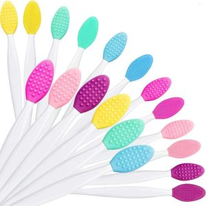 Pinceaux de maquillage en Silicone souple, 10 pièces, brosse exfoliante pour les lèvres, nettoyage du nez, Double face, outil de gommage, élimine les points noirs, vente en gros