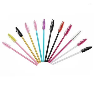 Pinceaux de maquillage jetables de bonne qualité, 50 pièces/paquet, brosse à cils en cristal, baguettes de Mascara, outils d'extension de cils, paillettes, vente en gros