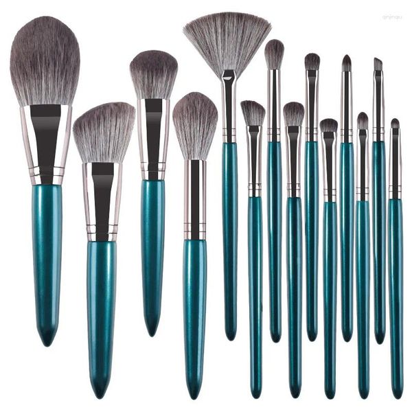 Pinceaux de maquillage avec étui 14 pièces ensemble de pinceaux professionnels fond de teint poudre fard à paupières maquillage cadeau de noël