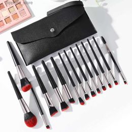 Pinceaux de maquillage XINYAN 14 pièces noir rouge cheveux manche en bois brosse cosmétique avec étui sac professionnel personnalisé marque privée pinceaux de maquillage ensemble outil Q231110