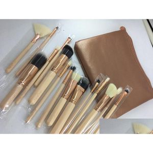 Make -upborstels Z.O.E.V.A Handgreep Set Professional Cosmetics Brush Kits Foundation Eyeshadow Kit Make -up Tools 15 stcs/Set Drop Delivery Dhpkrr