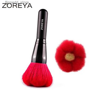 Pinceles de maquillaje Zoreya Marca Ventas calientes Flor roja Grueso Suave Pelo de cabra natural Pincel de maquillaje Mujeres Maquillaje Pincel en polvo para herramienta cosmética Q231110