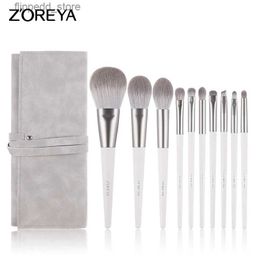 Pinceaux de maquillage ZOREYA pinceaux de maquillage ensemble cosmétiques ombre à paupières mélange Blushlip poudre surligneur argent fard à paupières Kabuki outils professionnels Q231110