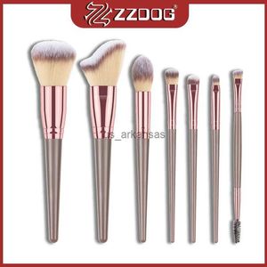 Make -upborstels Zzdog 7/12pcs Professionele make -upborstels Zet grote donzige poeder foundation oogschaduw Blending cosmetische schoonheidstools Kit Hot HKD230821