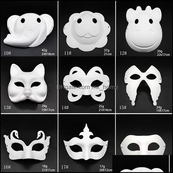 Maquillage Danse Masques Blancs Embryon Mod Peinture À La Main Masque Pp Animal Halloween Festival Fête Papier Visage Dbc Drop Livraison 2021 Festive