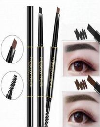 Maquillaje doble ceja lápiz lápiz crayón ébano negro marrón oscuro gris 5 colores con cepillo de ceja alta 6818582