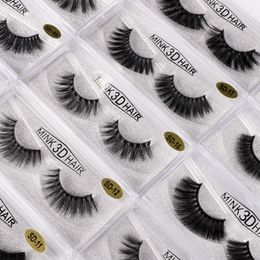 Pestañas de maquillaje 3D Faux Mink Lashes Fluffy Soft Wispy Volume Natural Long Cross Falsas pestañas reutilizables Lash