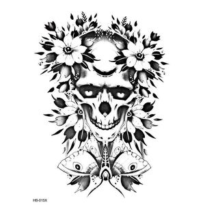 Autocollant de tatouage pour bras de fleur, maquillage, imperméable, demi-pivoine noire et blanche, ensemble