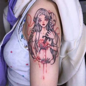 Make-up Instagram Handen getrokken Wind Bloem Arm Duurzame Waterdichte Tattoo Sticker Negen Tailed Fox Maid Dij Sexy en Schattig