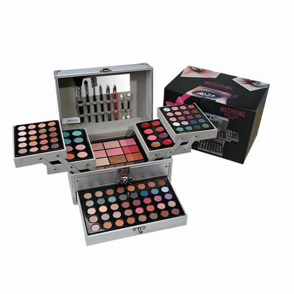 Kit de maquillage Ensemble cadeau de maquillage tout-en-e pour femmes Kit complet comprenant un pinceau de maquillage, une palette de fard à paupières, un brillant à lèvres, un rouge à lèvres et un crayon à paupières M40U #