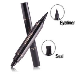 Crayon Eyeliner liquide de maquillage, crayon pour les yeux imperméable à séchage rapide, couleur noire avec tampon d'aile pour les yeux