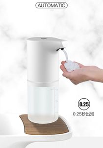 Distributeur de savon en mousse à induction automatique de charge USB Distributeur de savon liquide intelligent Lave-mains automatique sans contact pour cuisine salle de bain