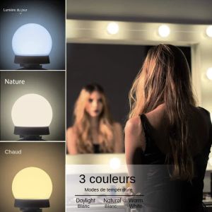 Maquillage miroir à LED ampoules Vanity Lights USB 12V Table de coiffeuse de salle de bain Éclairage de vanité LED dimmable pour la lumière miroir