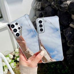 Miroir de maquillage étuis de protection pour Samsung S22 S21 Ultra Plus Huawei P50 P40 P30 Mate40 Mate 30 Pro Nova9 Nova8 Nova7 Pro étui pour téléphone portable couverture arrière antichoc