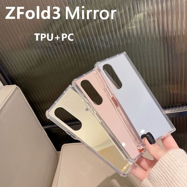 Miroir de maquillage étuis de protection pour Samsung Galaxy ZFlip4 ZFlip3 ZFlip2 ZFold4 ZFold3 étui pour téléphone portable couverture arrière antichoc