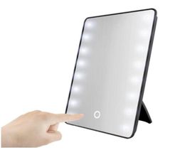 Miroir de maquillage avec 16 LED, miroir cosmétique avec variateur tactile, support à piles pour table, salle de bain, chambre à coucher, voyage9346127