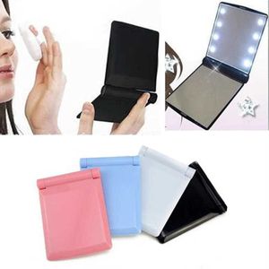Espejo de maquillaje con luces LED Lady Cosmetic Folding Portables Compact Pocket 8 Lights Lamps Tool