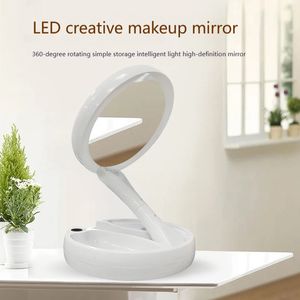 Miroir de maquillage avec un support de longer à double émission 10x Table pliable compacte Vanité cosmétique Miroirs 240409
