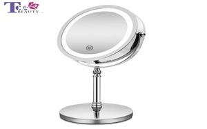 Make -up spiegel met lichten 10x vergroting dubbelzijdige ijdelheid spiegel USB opladen aanraakbadbadspiegels kerstcadeau T2001209802